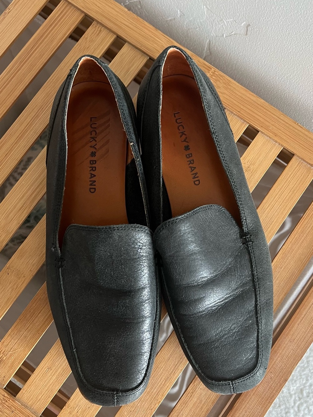 Lucky Brand Black Leather Women’s Slip-On Loafers